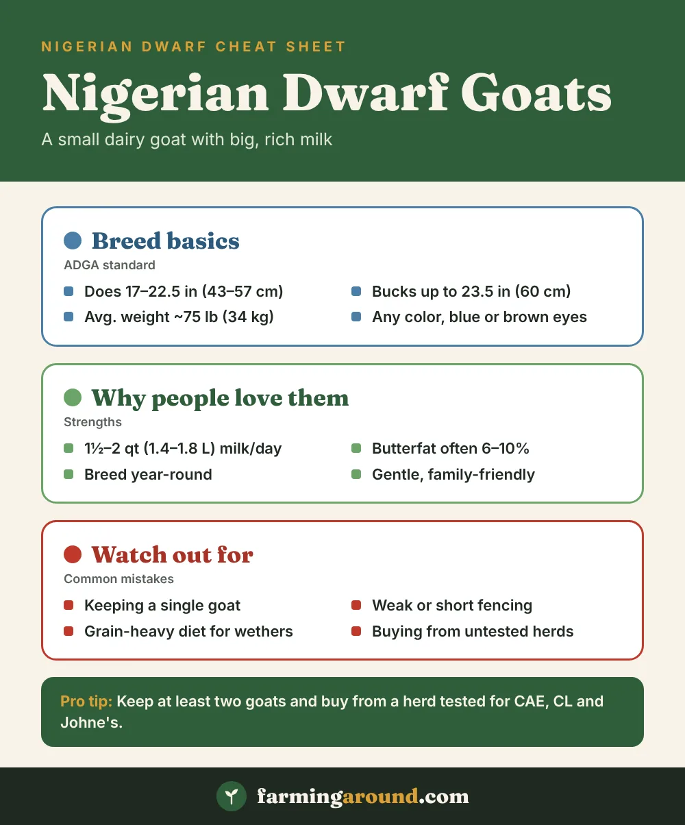 Nigerian Dwarf Goats cheat sheet: key facts at a glance